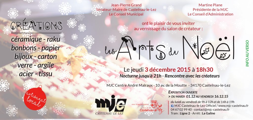 Invitation Vernissage Les Arts de Noël 2015