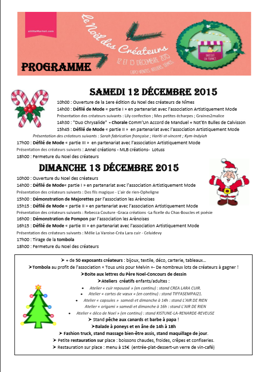 Programme Noël des créateurs 2015