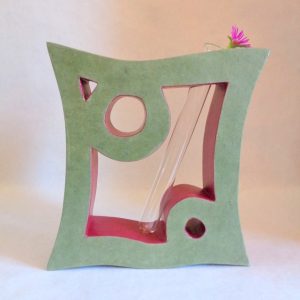 Soliflore en carton - Vert olive/Framboise