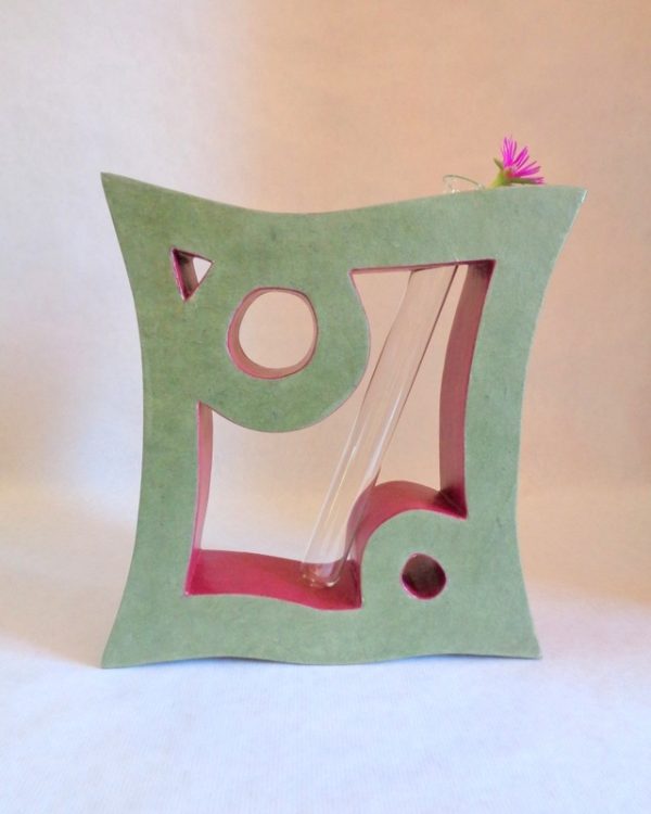 Soliflore en carton - Vert olive/Framboise