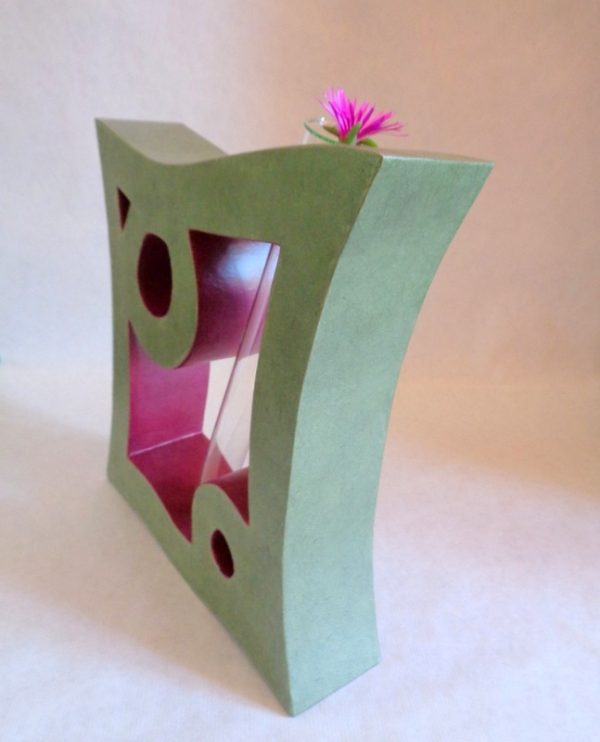 Soliflore en carton - Vert olive/Framboise