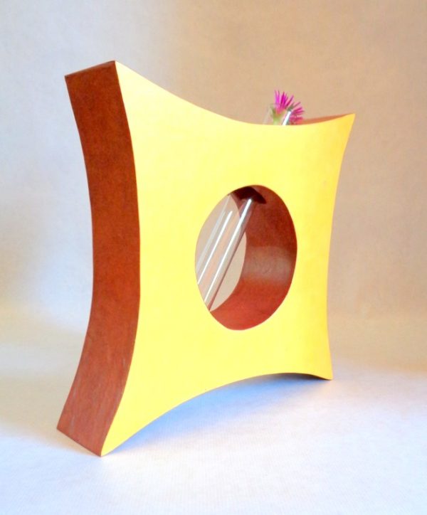 Soliflore en carton - Jaune ocre/Rouille