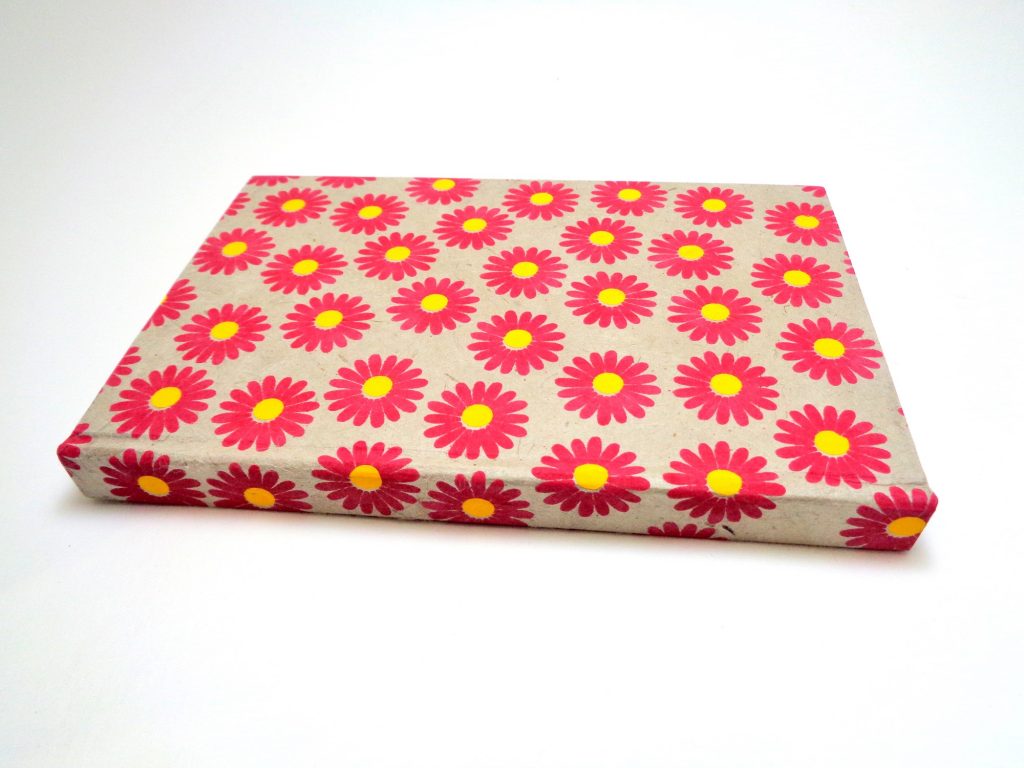 Carnet de poche - 10 cm x 15 cm - Gris à fleurs - 128 pages