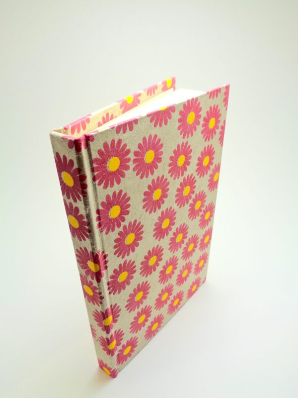 Carnet de poche - 10 cm x 15 cm - Gris à fleurs - 128 pages