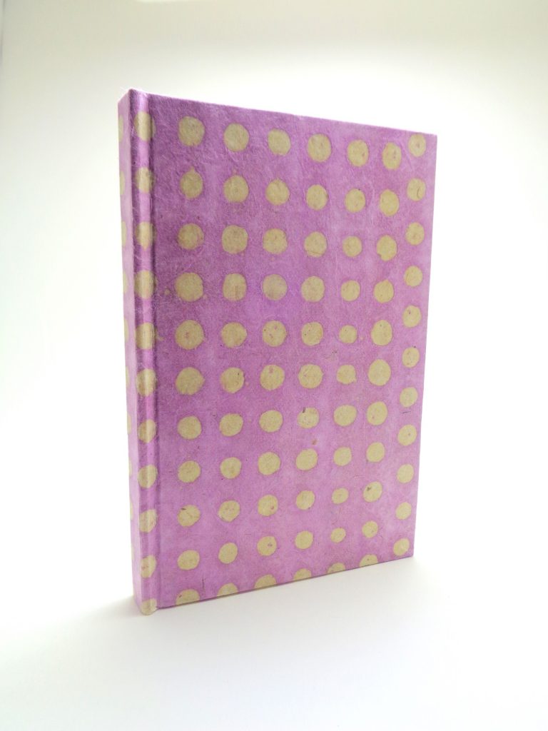 Carnet de poche - 10 cm X 15 cm - Mauve/pois blancs - 128 pages