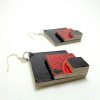 Boucles d'oreille losange en carton noir-rouge noeuds
