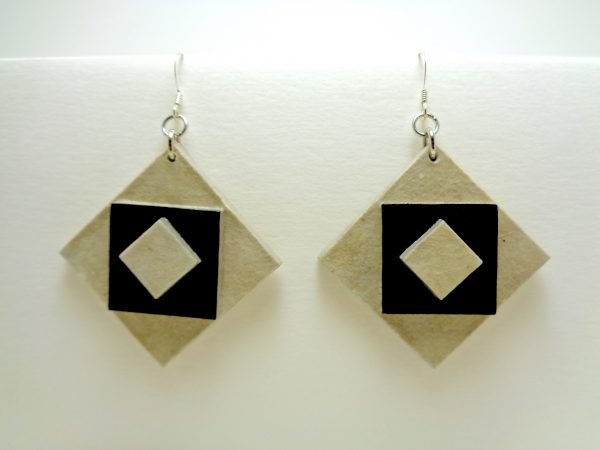 Boucles d'oreille en carton - étoile - Blanc/Noir - Argent 925