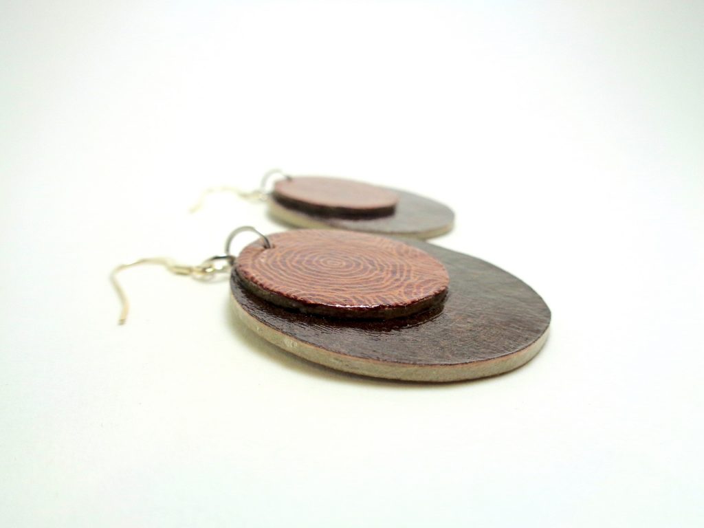 Boucles d'oreille rondes en carton - Marron/rondo marron - Argent 925