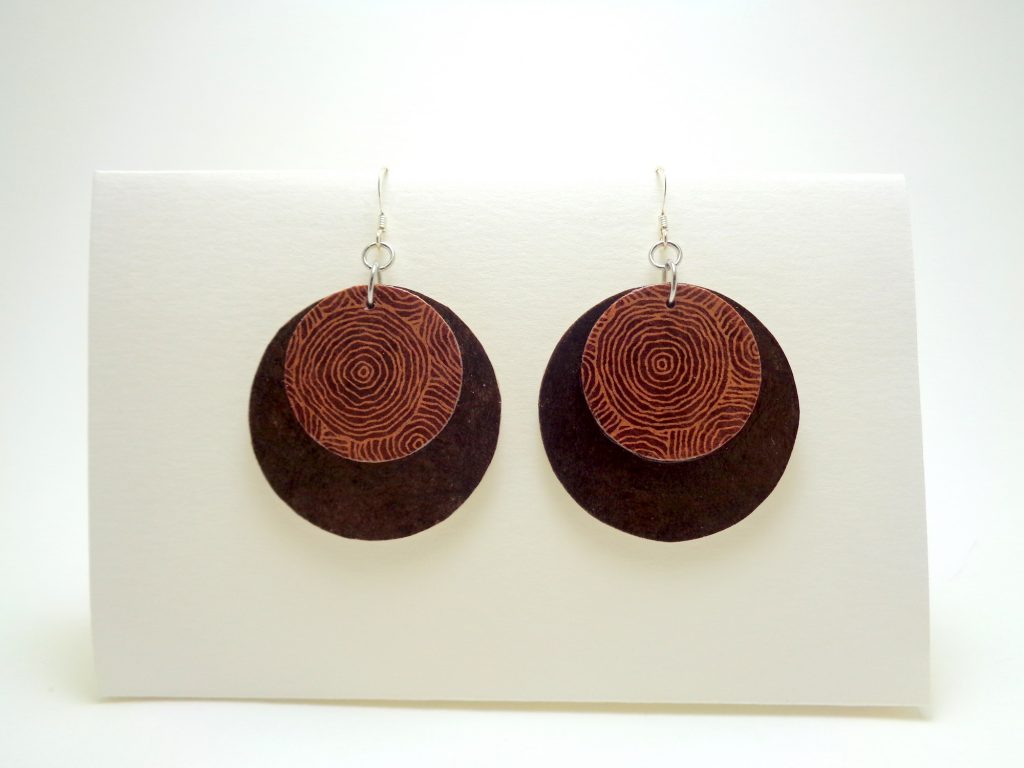 Boucles d'oreille rondes en carton - Marron/rondo marron - Argent 925