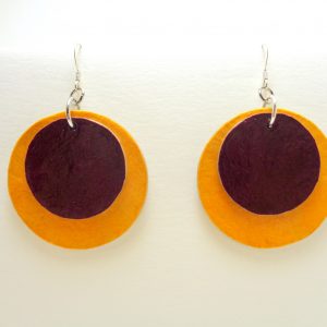 Boucles d'oreille rondes en carton - Jaune/bordeaux - Argent 925 – Image 3