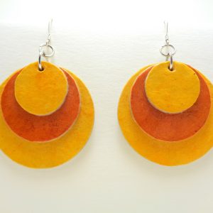 Boucles d'oreille rondes en carton - Jaune/Corail - Argent 925 – Image 3