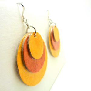 Boucles d'oreille rondes en carton - Jaune/Corail - Argent 925