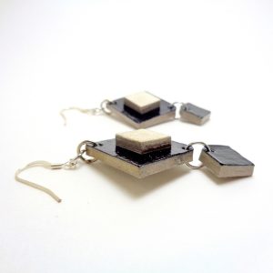 Boucles d'oreille en carton - Noir/Blanc - Argent 925 – Image 3