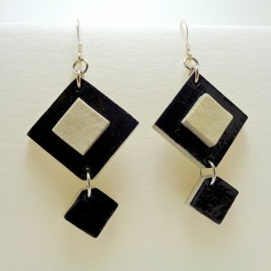 Boucles d'oreille en carton - Noir/Blanc - Argent 925