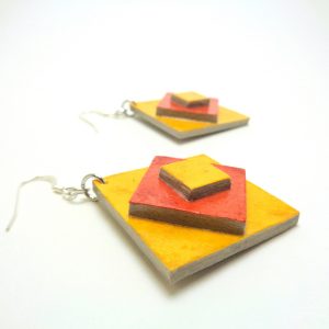 Boucles d'oreille en carton - étoile - Jaune/Corail - Argent 925 – Image 2