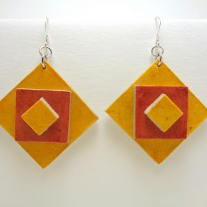 Boucles d'oreille en carton - étoile - Jaune/Corail - Argent 925 – Image 3