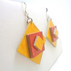 Boucles d'oreille en carton - étoile - Jaune/Corail - Argent 925