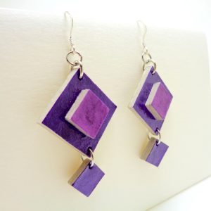 Boucles d'oreille en carton - Violet/Mauve - Argent 925