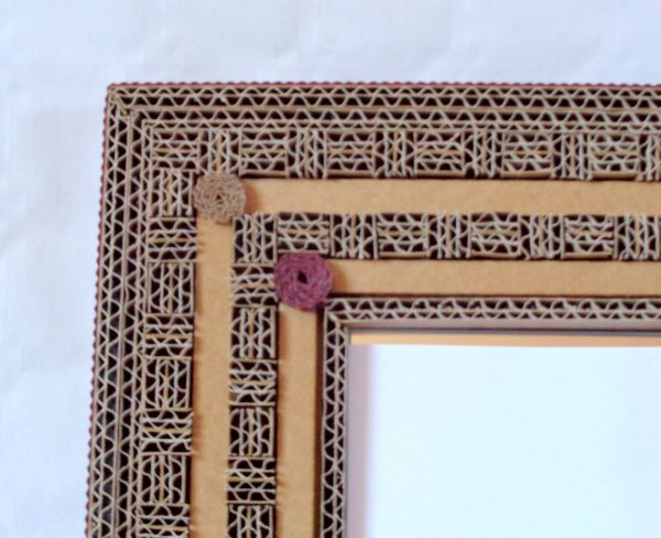 Petit miroir en dentelle de carton - Marron -