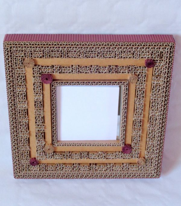 Petit miroir en dentelle de carton - Marron -