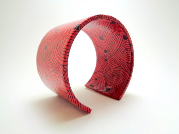 Bracelet manchette en carton - Rouge nœuds