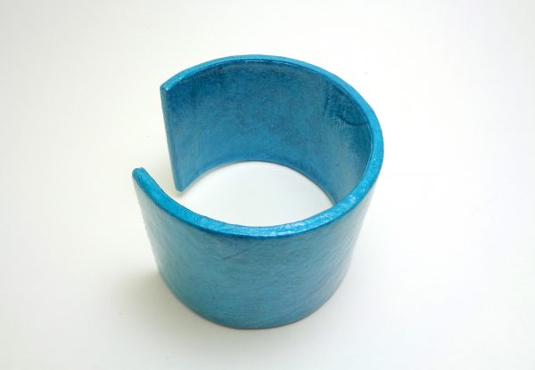 Bracelet manchette en carton - Bleu turquoise