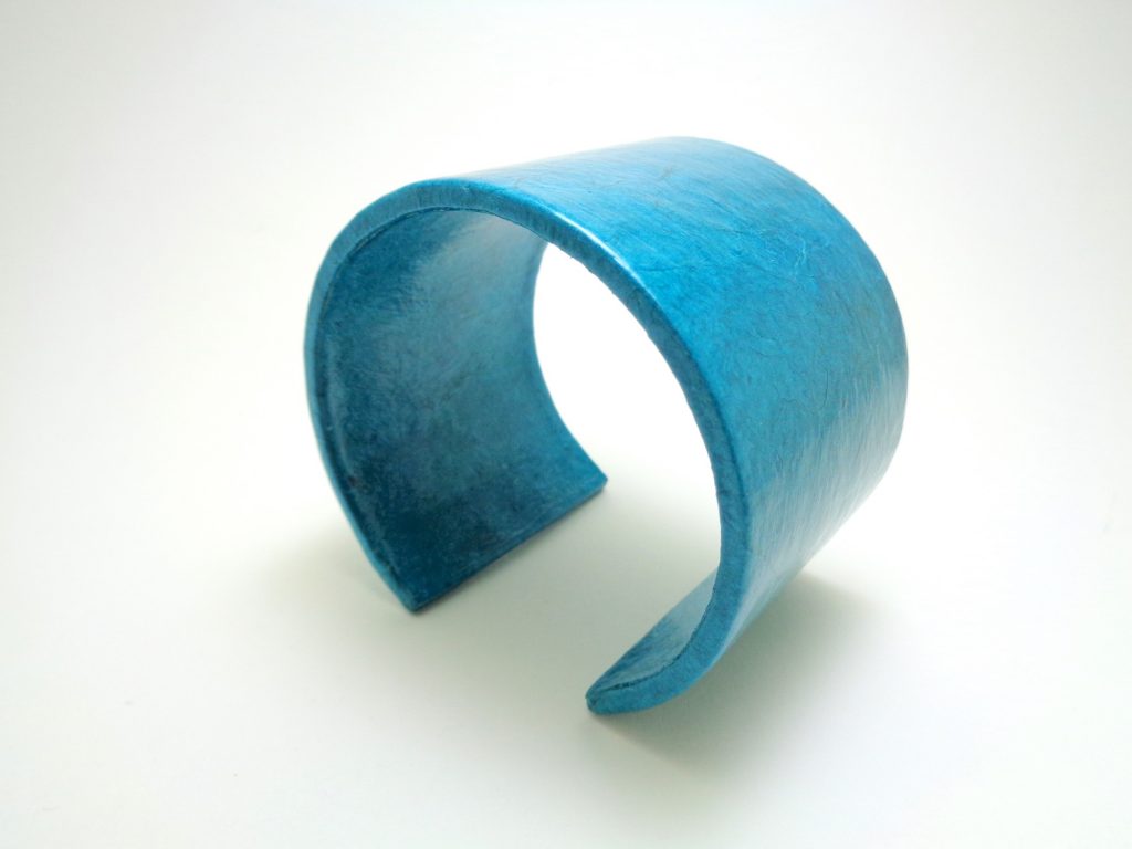 Bracelet manchette en carton - Bleu turquoise