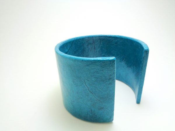 Bracelet manchette en carton - Bleu turquoise