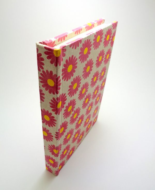 Carnet de poche - 10 cm x 15 cm - Gris à fleurs rose - 144 pages