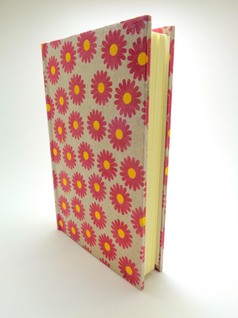 Carnet de poche - 10 cm x 15 cm - Gris à fleurs rose - 144 pages