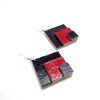 Boucles d'oreille en carton - Grand losange - Noir/Rouge carmin - Argent 925 – Image 4