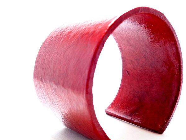 Bracelet manchette en carton - Rouge carmin
