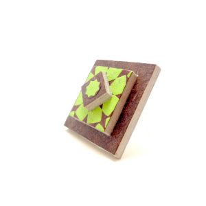 Bague carrée en carton - Marron/Vert étoilé – Image 2