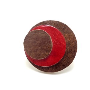 Bague ronde en carton - Marron/Rouge carmin