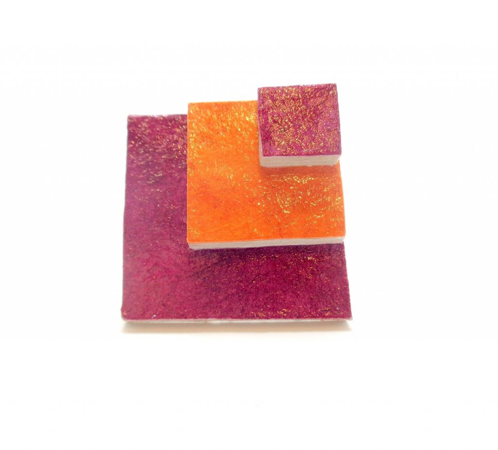 Bague carrée en carton - Bordeaux/Rouille