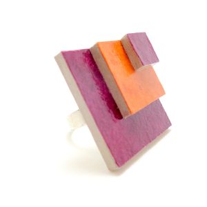 Bague carrée en carton - Bordeaux/Rouille – Image 3