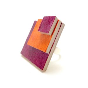 Bague carrée en carton - Bordeaux/Rouille – Image 2