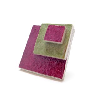 Bague carrée en carton - Bordeaux/Vert oliv