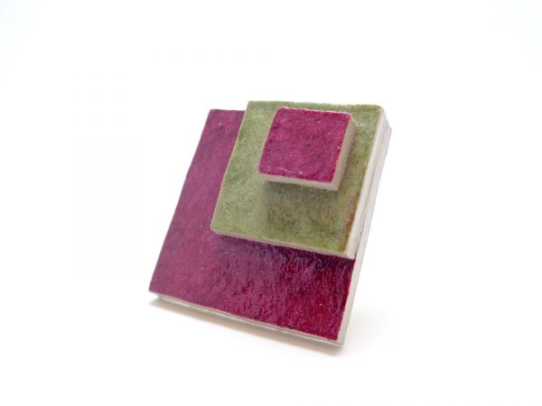 Bague carrée en carton - Bordeaux/Vert oliv