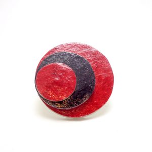Bague ronde en carton - Rouge carmin/Noir