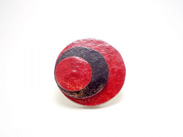 Bague ronde en carton - Rouge carmin/Noir