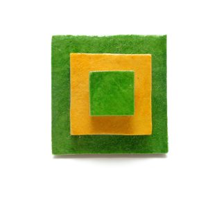Bague carrée en carton - Vert/Jaune