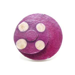 Bague ronde en carton - Bordeaux à pois blancs