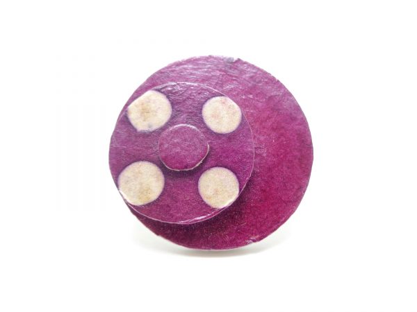 Bague ronde en carton - Bordeaux à pois blancs