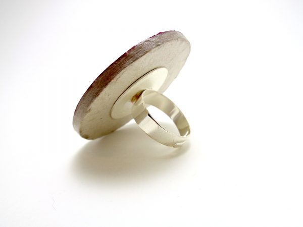 Bague ronde en carton - Bordeaux à pois blancs