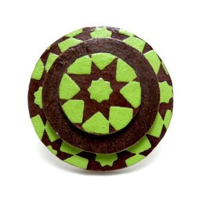 Bague ronde en carton marron/vert