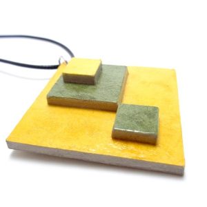 Pendentif losange en carton - Jaune/Vert olive* – Image 2