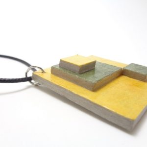 Pendentif losange en carton - Jaune/Vert olive* – Image 3