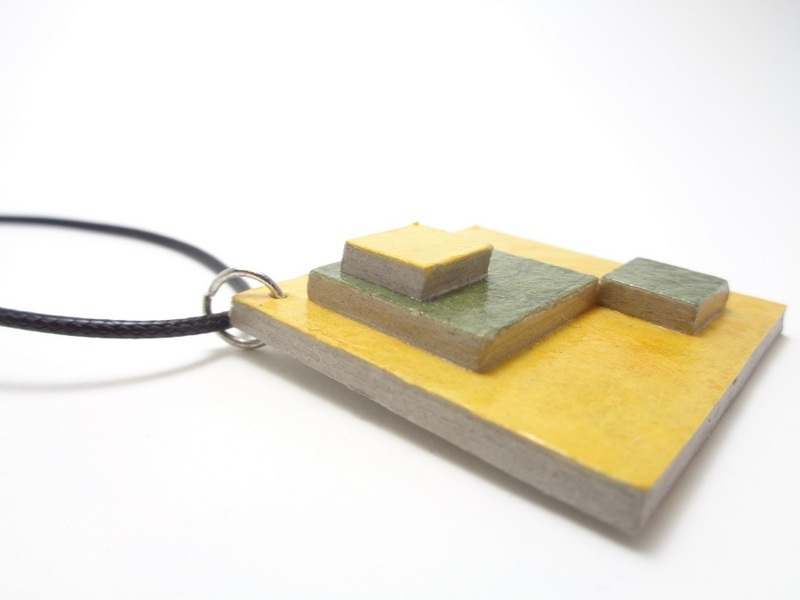 Pendentif losange en carton - Jaune/Vert olive* – Image 3