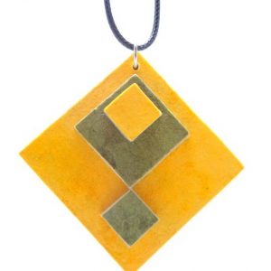 Pendentif losange en carton - Jaune/Vert olive* – Image 4